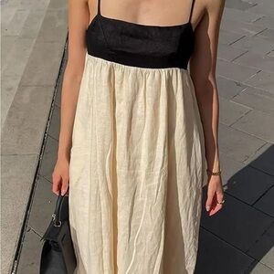 Source Unknown Elegant Black and Cream Maxi Dress